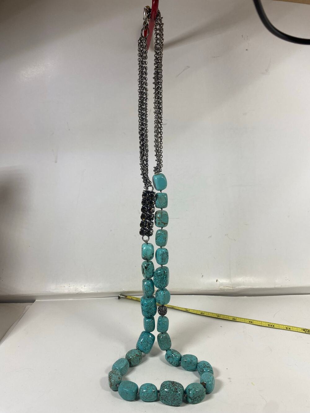 Genuine Turquoise 23" Necklace – Large Chunky Heavy Natural Gemstone Jewelry